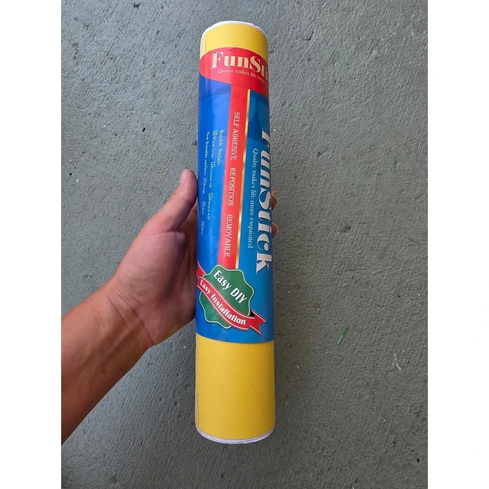 FunStick Yellow Self Adhesive Wallpaper Peel and Stick Removable Vinyl Roll D1‎